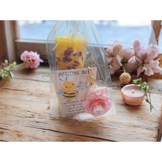 Bee Positive 🍯 Honing Rozenkaarsje met sleutelhanger