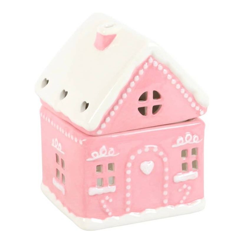 Groot Roze Peperkoekhuisje Geurbrander 13.5 x 10.5 cm