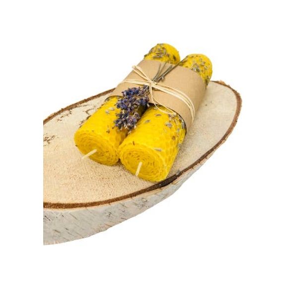Lavendel cadeauset, natuurlijke bijenwaskaars, geurkaars
