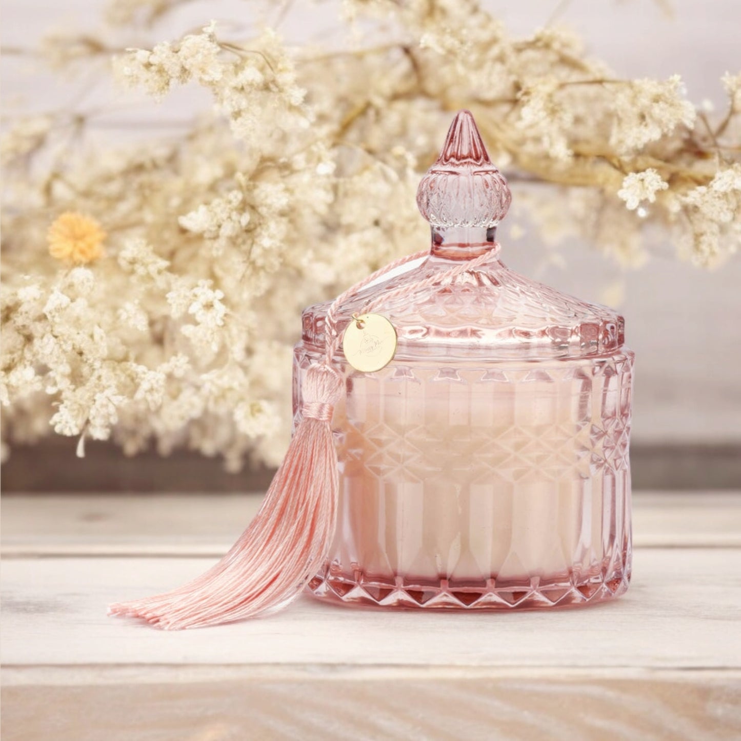 Kaars in luxe pot roze