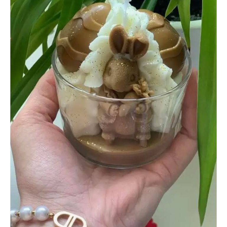 Paashaas Kaars in glas Chocolade