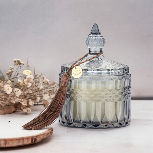 Luxe geurkaars in chique pot met thee geur