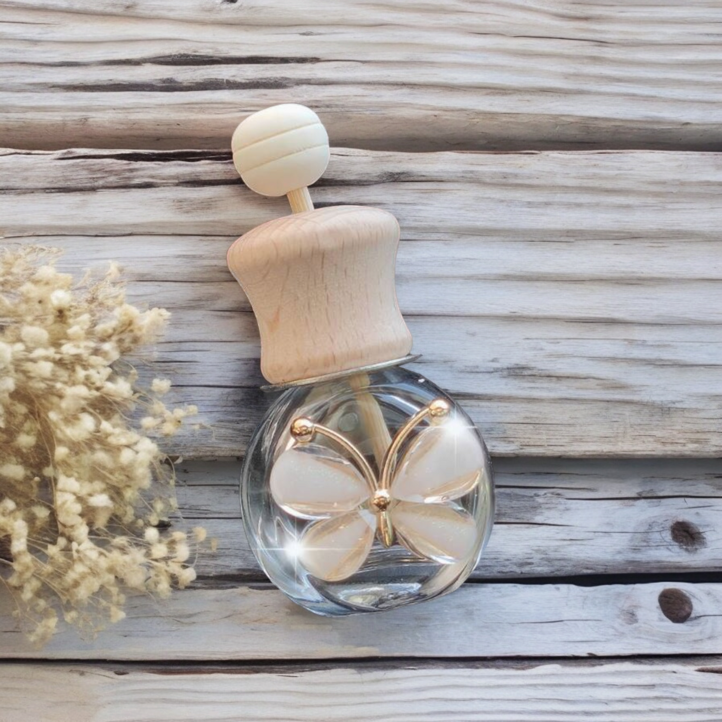 Witte vlinder parfum flesje auto