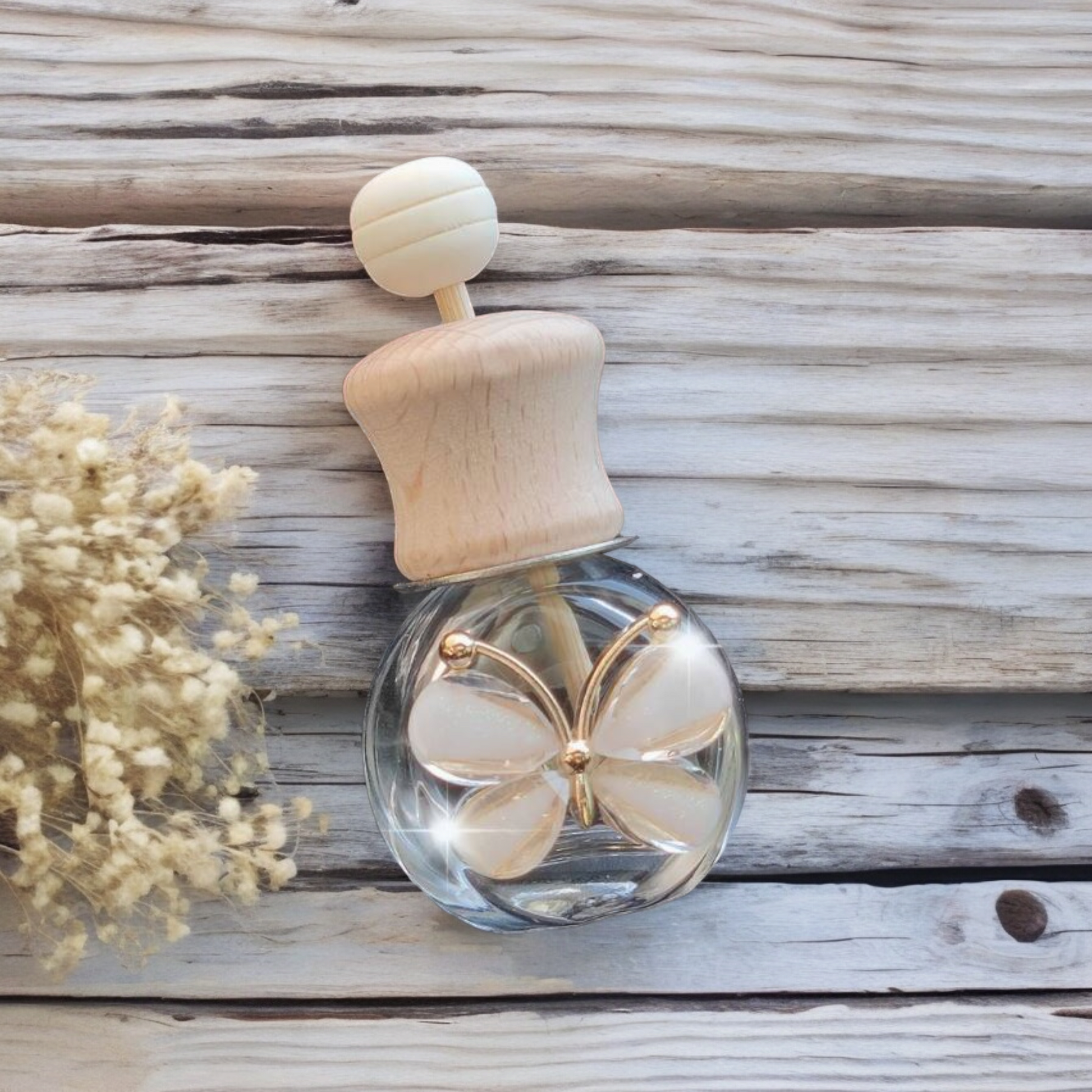 Witte vlinder parfum flesje auto