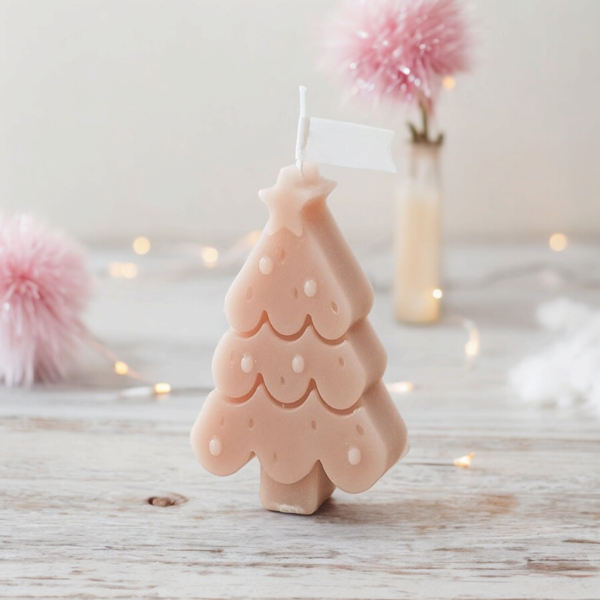 Roze kerstboom kaars