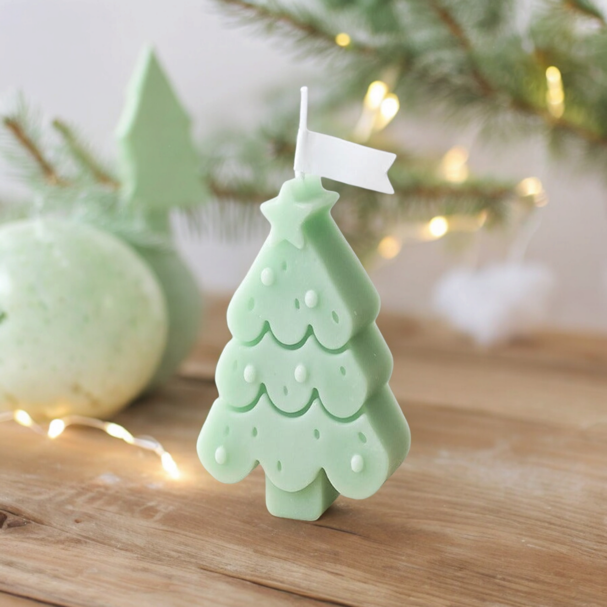 Mint groen kerstboom kaarsje