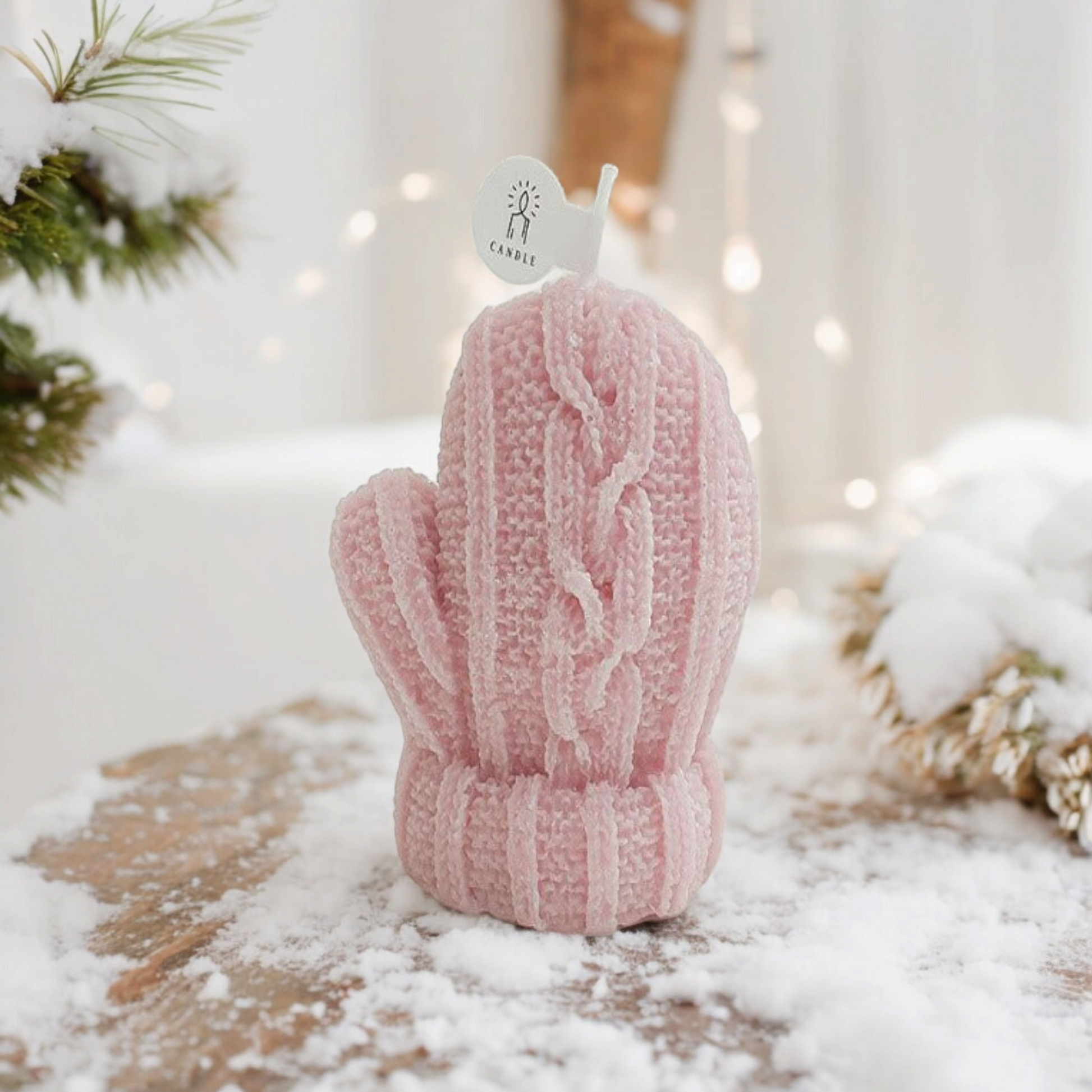 Winter handschoen kaars roze