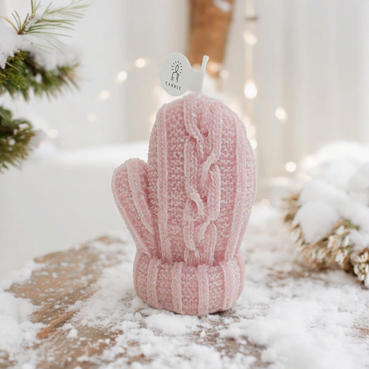 Winter handschoen kaars roze