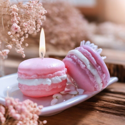 Macaron roze kaarsje