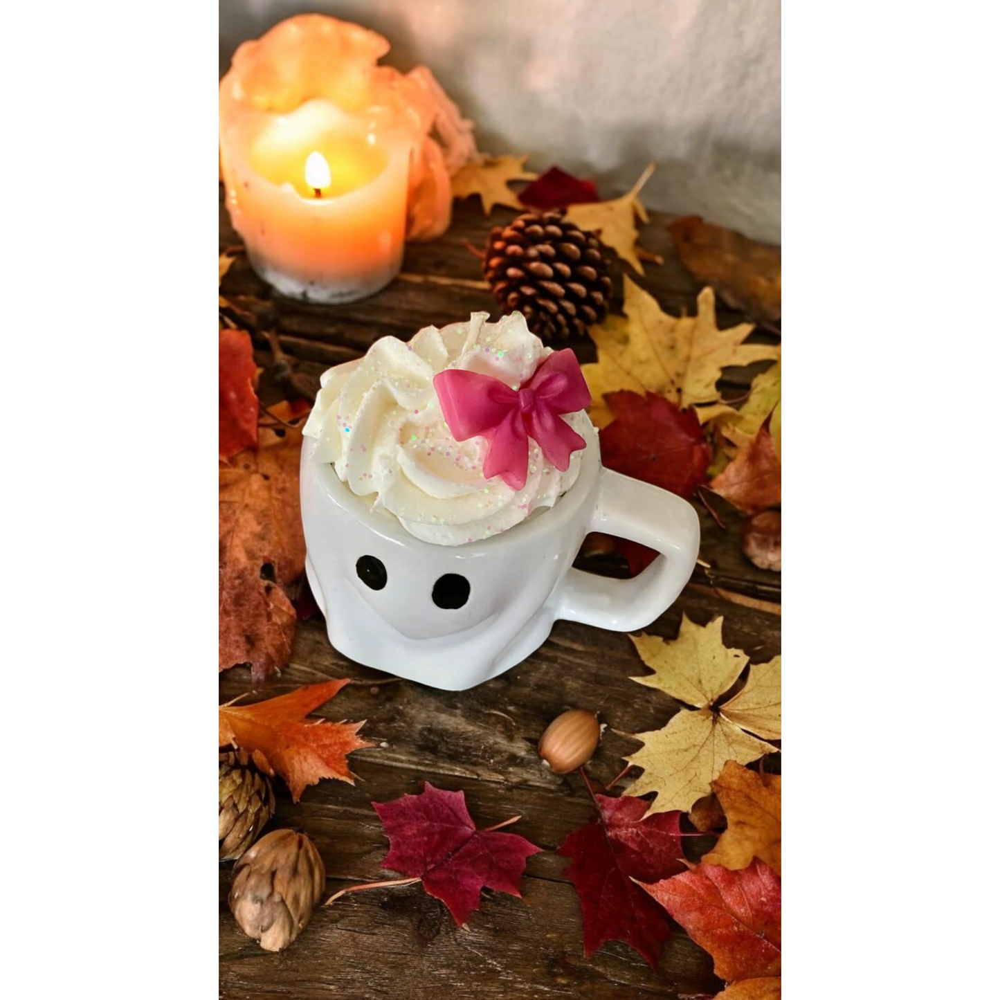 Spookje Met Strikje Kaars π»π Walnoot Cake Geur