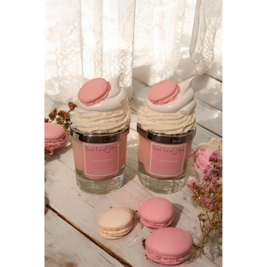 Franse macaron cupcake kaars