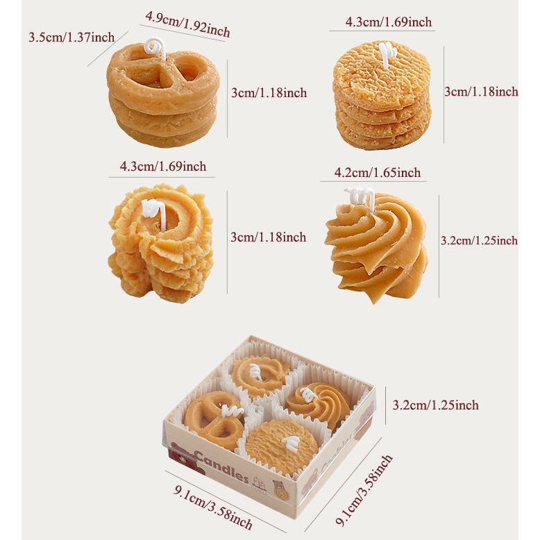 Cadeau set koekjes 4 geurkaarsen