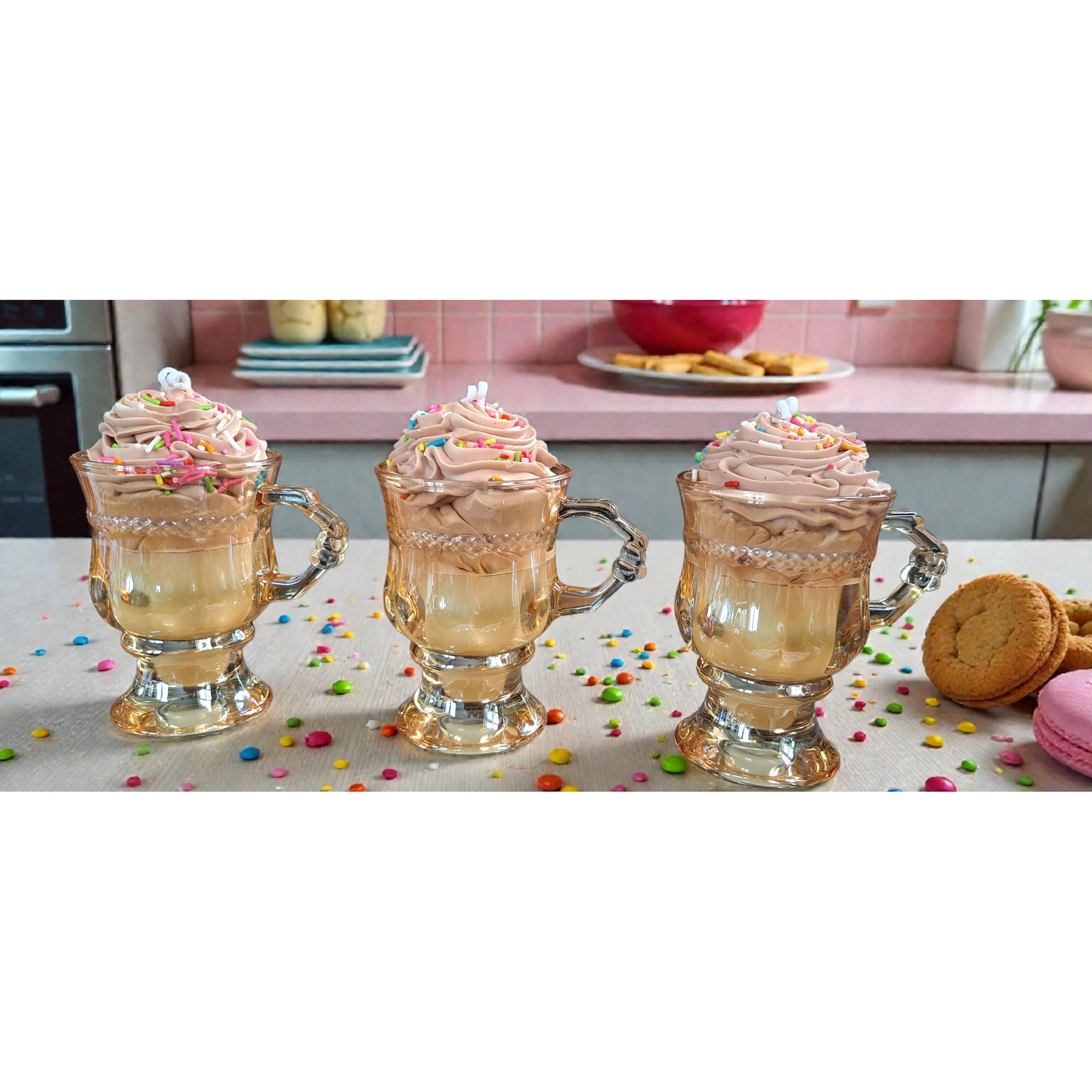 ☕ Koffie Kaars met Chocoladeroom & Sprinkles Geurkaars