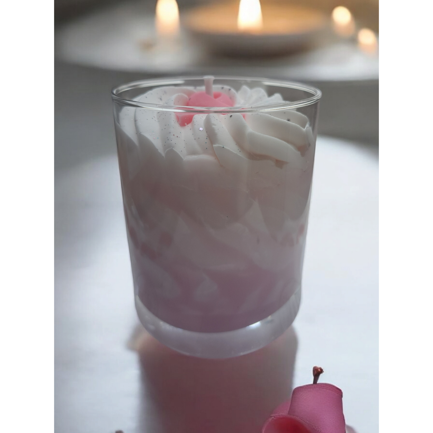 Handgemaakte Pink Ribbon Kaars October Rose