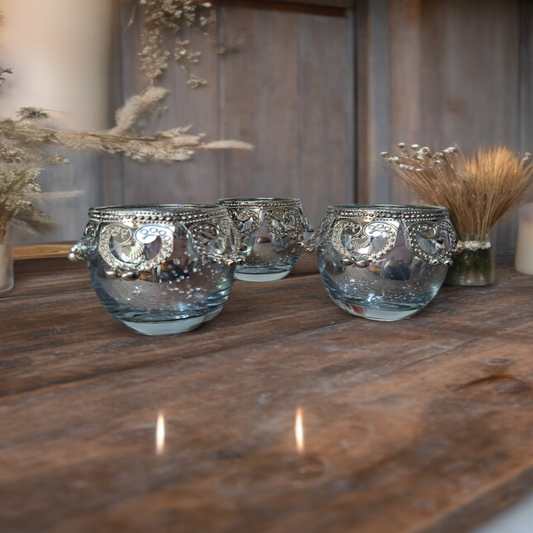 Leuke waxinehouders zilver met belletjes