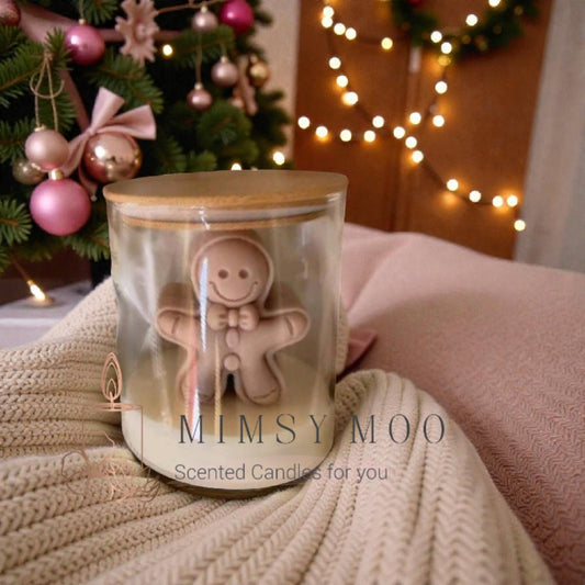 Gingerbread Geurkaars – Luxe Glazen Pot met Houten Deksel