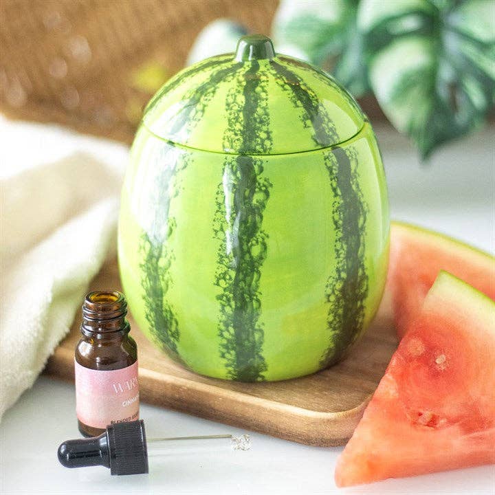 Leuke waxverwarmer in de vorm van een watermeloen – perfect voor het verspreiden van geur in huis, ideaal voor woonkamer of keuken.