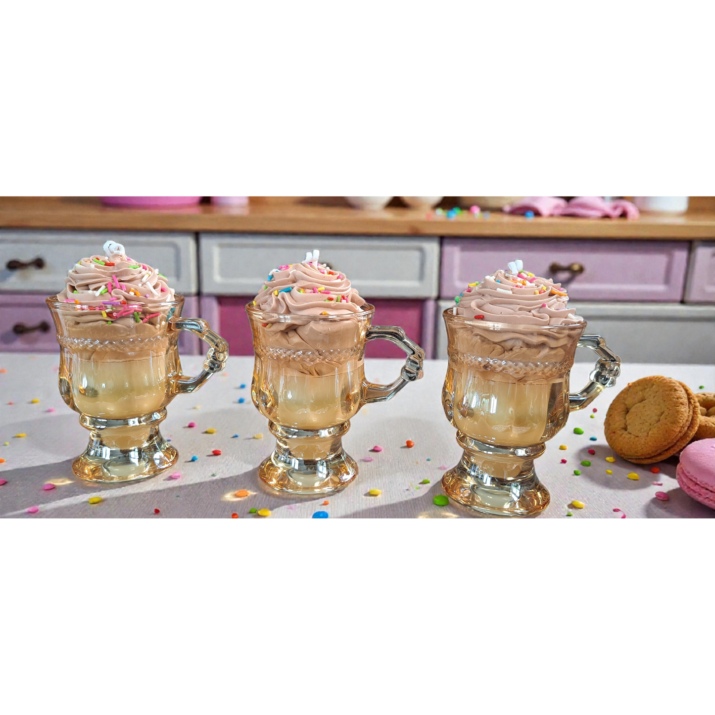 ☕ Koffie Kaars met Chocoladeroom & Sprinkles  Geurkaars