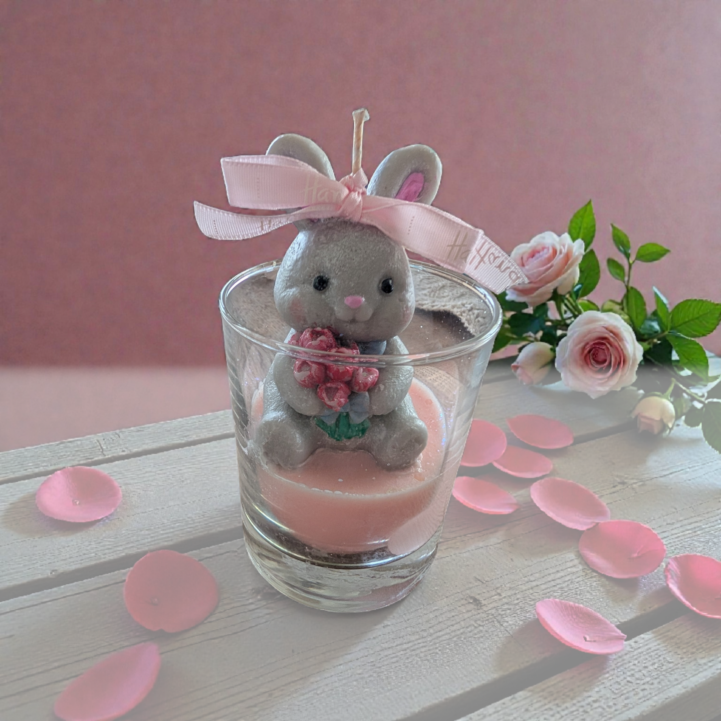 Luxe Geurkaars in Glas - Schattig Konijntje - Mandarijn Cake - Pasen & Valentijn