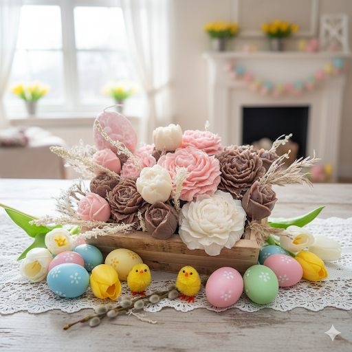 🌸 Betoverend Rozen & Paas Waxmelt Boeket - Handgemaakt Geluk voor je Huis! 🌸